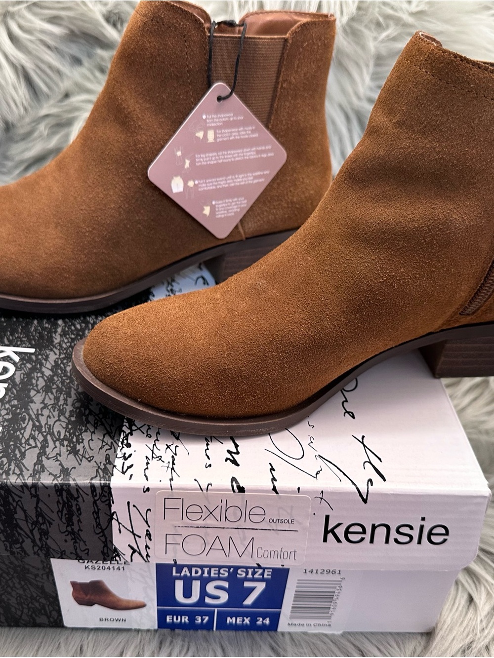 Kensie Tan Suede Ankle Booties